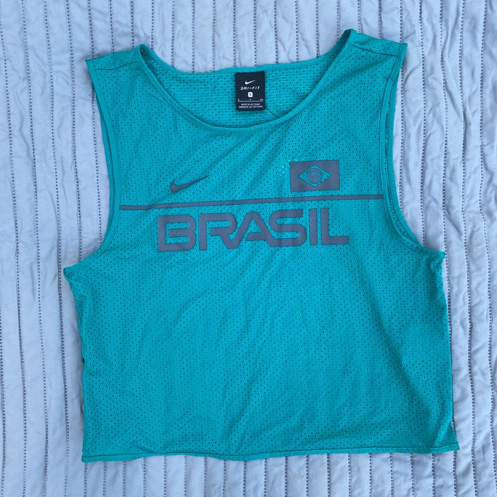 NEW, Nike Team Brazil Dri-Fit Mesh Cropped Tank Top
